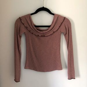 A&F Off-the-Shoulder Ruffle Top - Mauve